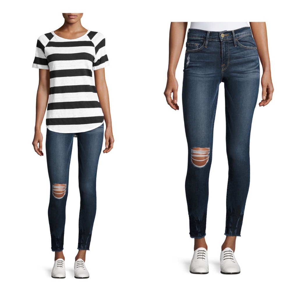 FRAME Le Skinny de Jeanne Crop Raw-Edge Jeans